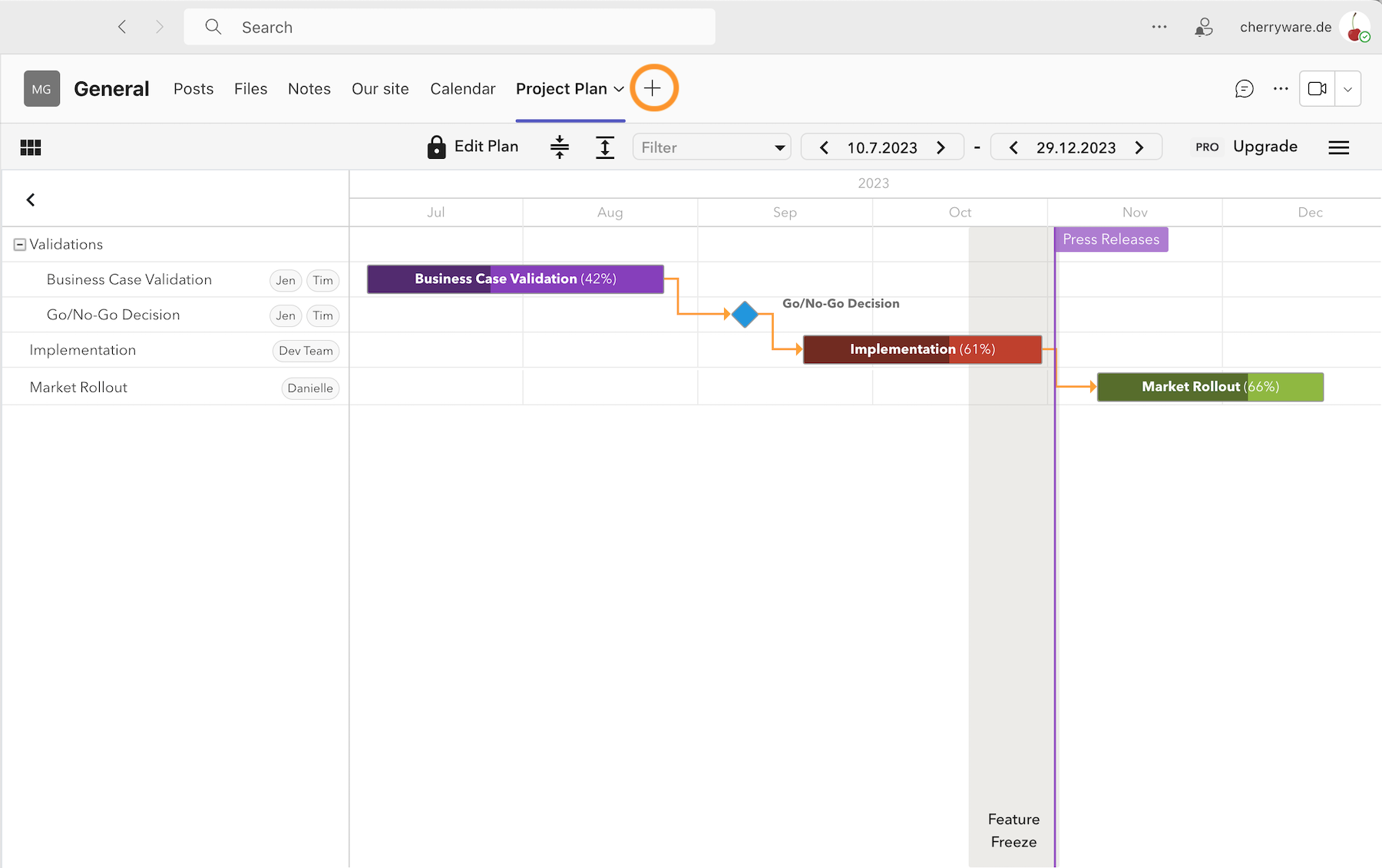 Add Project Plan to another channel – Step 3